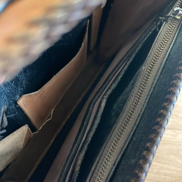 Vintage tooled Mexican leather irises saddle leather bag purse - Picture 7 of 12